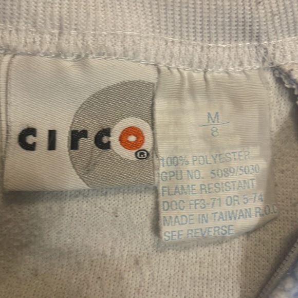 Y2K Footed pajamas winter pjs blue white clouds flame resistant zipper size 8 M - Picture 6 of 6